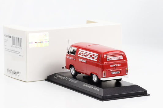 1:43 Volkswagen T2 Bus Transporter Porsche 1972 Renndienst rot Minichamps