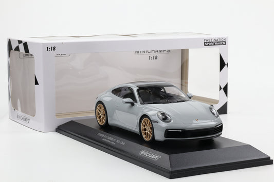1:18 Minichamps Porsche 911 992 Carrera 4S 2023 kreide / goldene Felgen 300 pcs