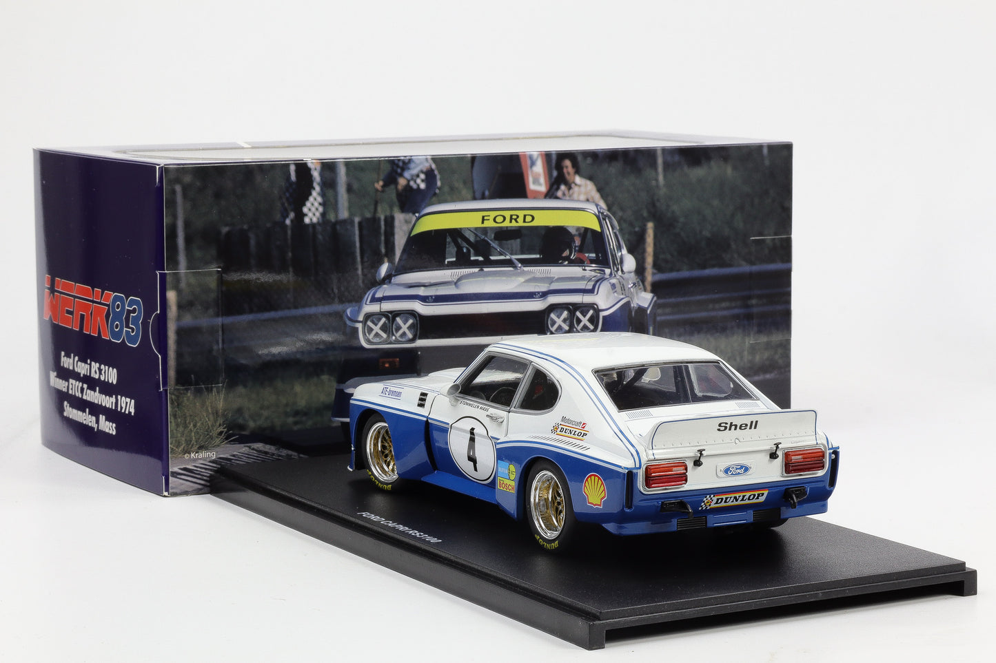 1:18 Werk83 Ford Capri RS 3100 #4 Sieger ETCC Zandvoort 1974 Stommelen Mass