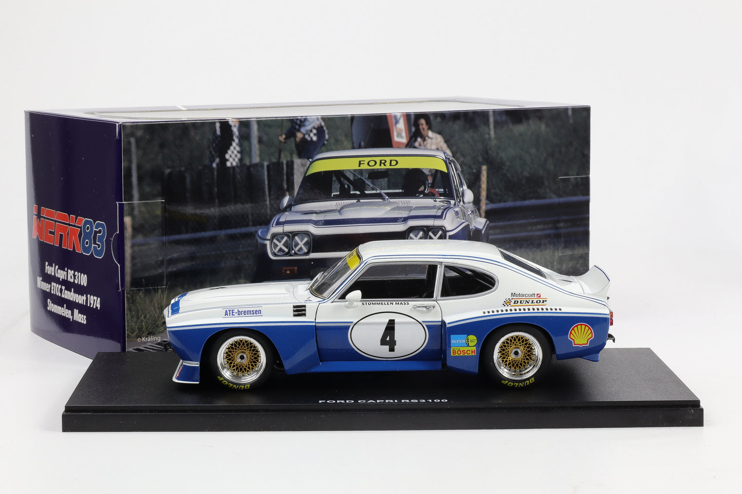 1:18 Werk83 Ford Capri RS 3100 #4 Sieger ETCC Zandvoort 1974 Stommelen Mass