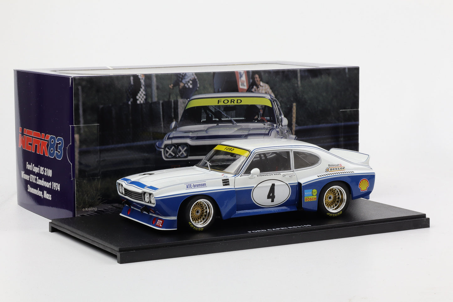 1:18 Werk83 Ford Capri RS 3100 #4 Sieger ETCC Zandvoort 1974 Stommelen Mass