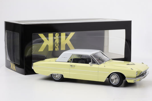 1:18 KK-Scale Ford Thunderbird Hardtop Coupe 1966 hellgelb weiß „Flair Birds“
