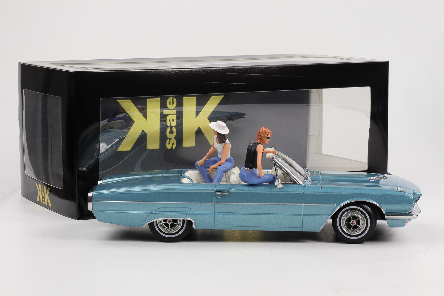 1:18 KK-Scale Ford Thunderbird 1966 like Movie Thelma & Louise hellblau mit Figuren