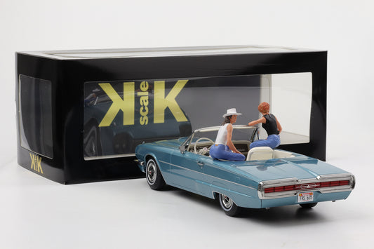 1:18 KK-Scale Ford Thunderbird 1966 like Movie Thelma & Louise hellblau mit Figuren