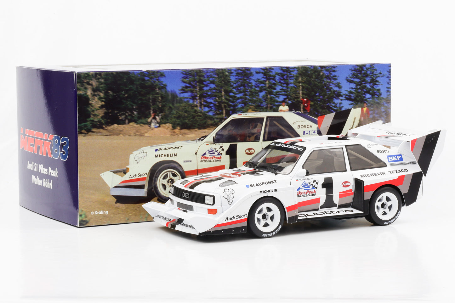 1:18 Audi S1 Sport Quattro Pikes Peak #1 Winner Röhrl 1987 Werk83 diecast