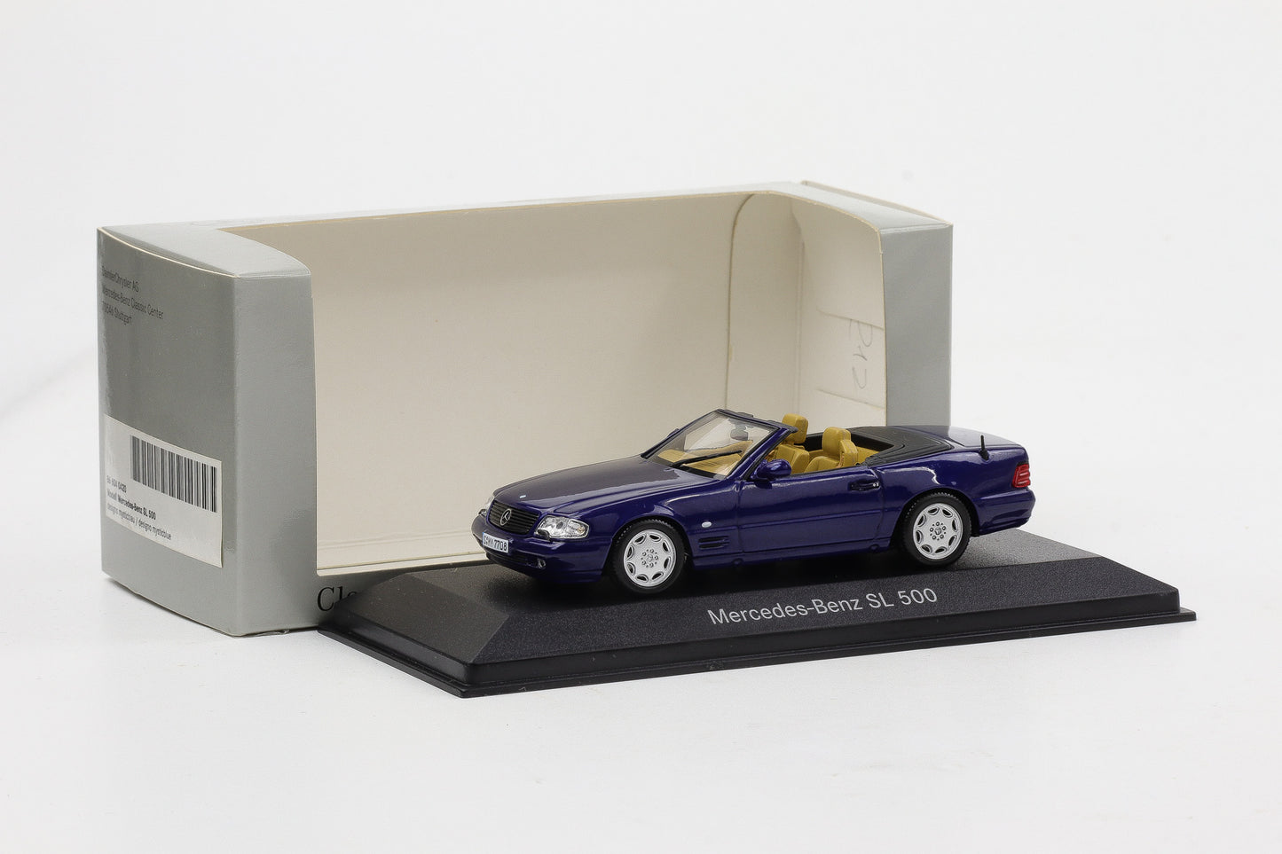 1:43 Minichamps Mercedes-Benz SL 500 R129 1999 designo mysticblau Dealer