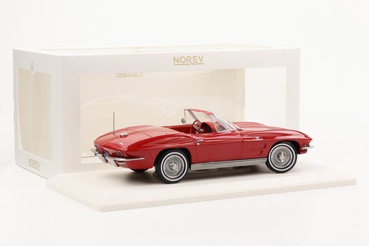 1:18 Norev Chevrolet Corvette Sting Ray Cabriolet 1963 Riverside rot Verdeck