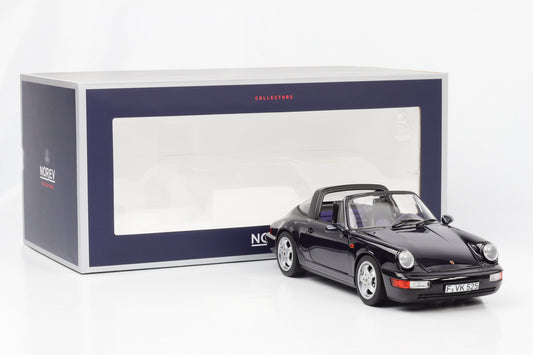 1:18 Porsche 911 964 Carrera 4 Targa blau metallic 1991 Norev 187340 full opening