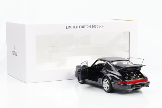 1:18 Porsche 911 964 Carrera 4 Coupe blau metallic 1990 Norev 187324 full opening