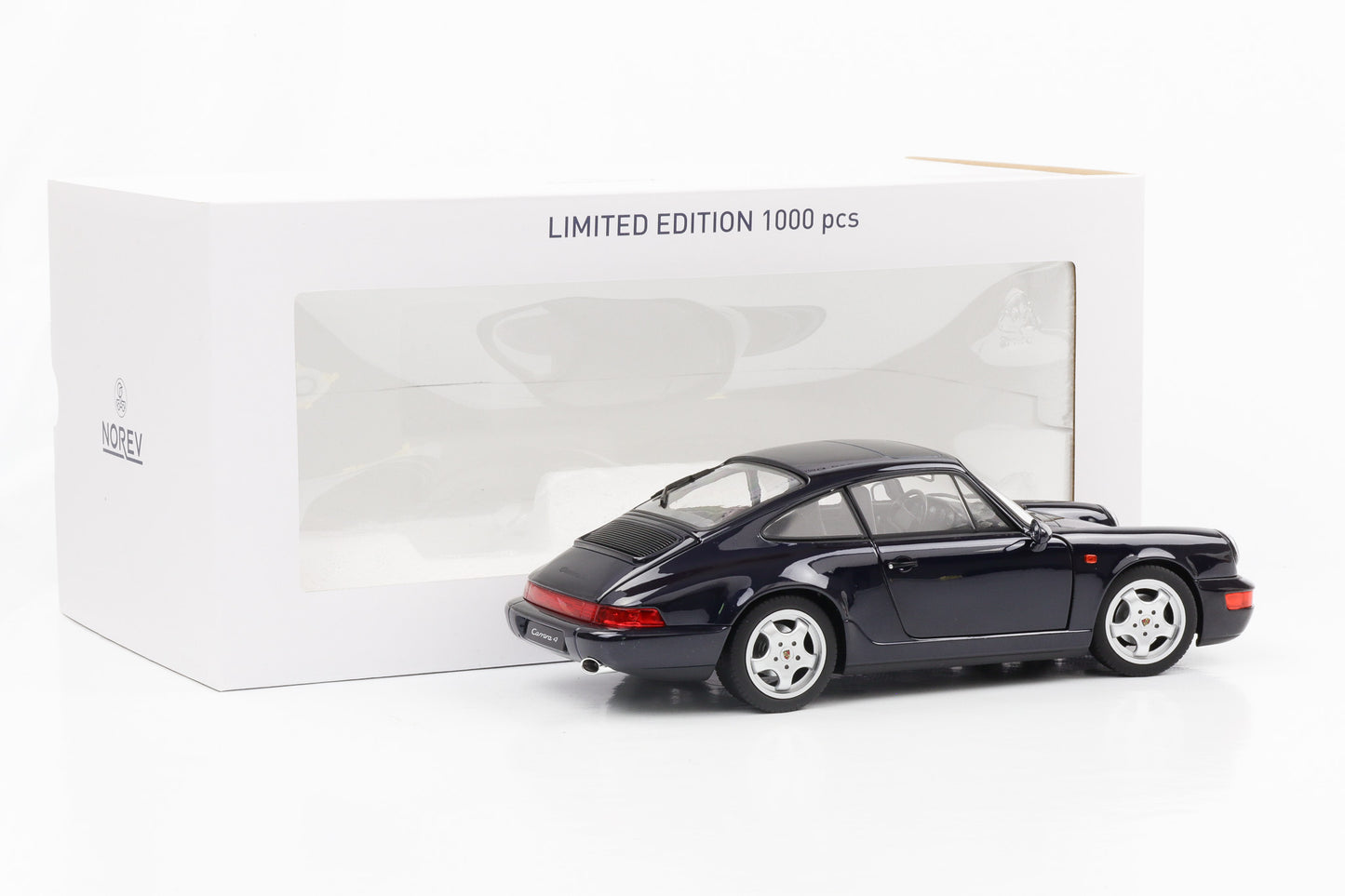 1:18 Porsche 911 964 Carrera 4 Coupe blau metallic 1990 Norev 187324 full opening
