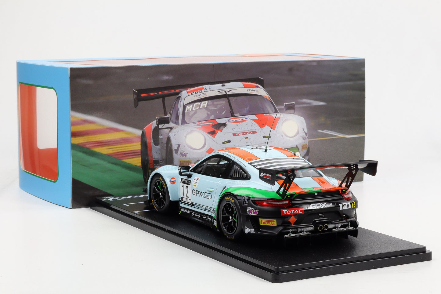 1:18 IXO Porsche 911 GT3 R Gulf #12 4th 24h Spa 2020 Campbell Pilet Jaminet
