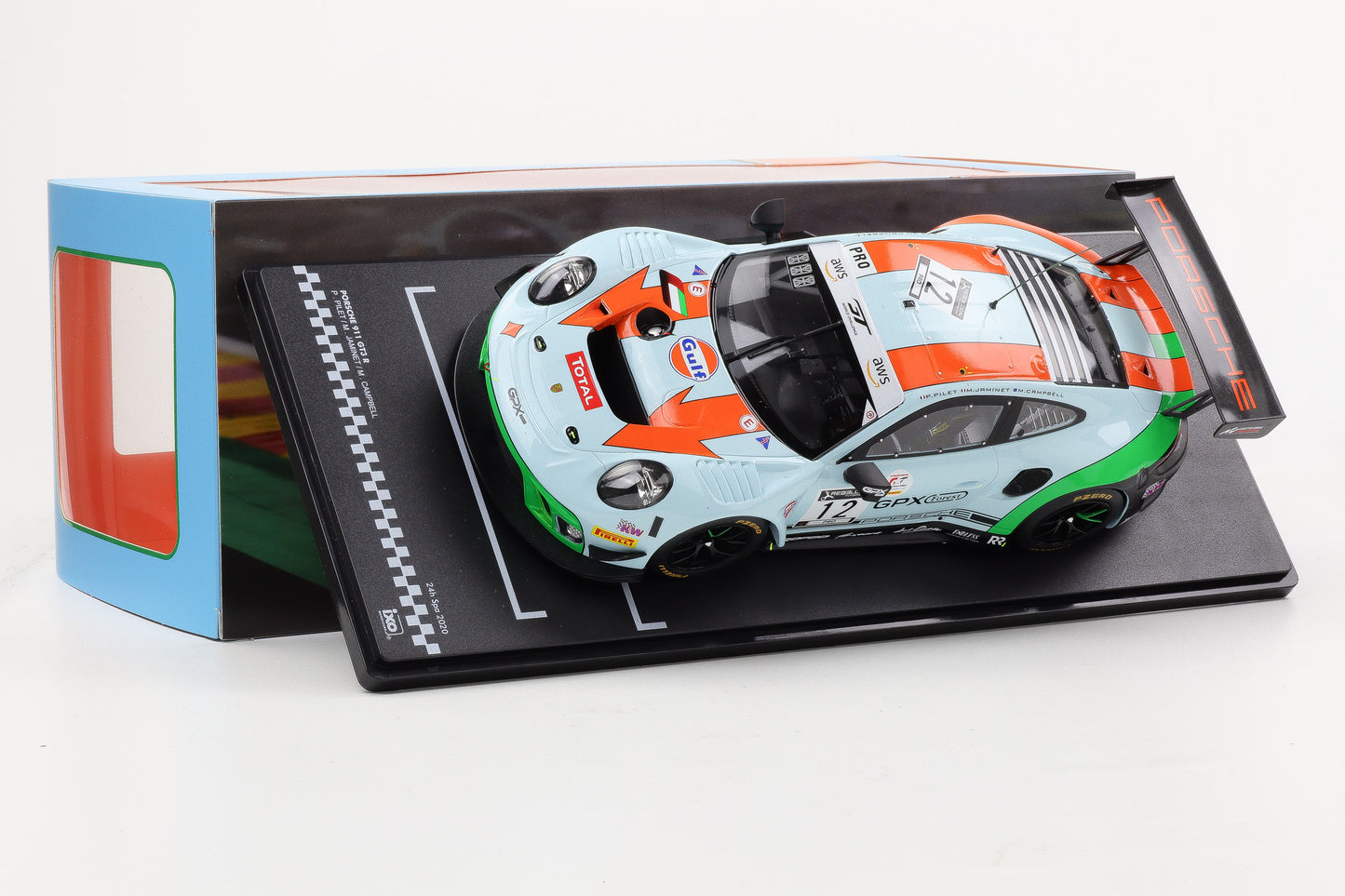 1:18 IXO Porsche 911 GT3 R Gulf #12 4th 24h Spa 2020 Campbell Pilet Jaminet