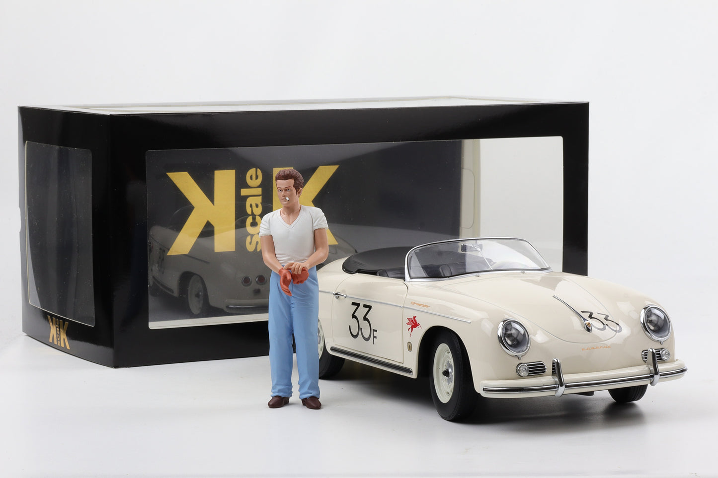 1:12 KK-Scale Porsche 356 A Speedster #33 weiss mit Figur James Dean 1955