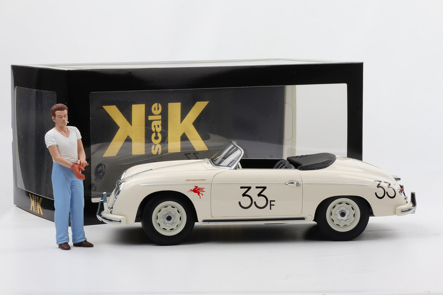 1:12 KK-Scale Porsche 356 A Speedster #33 weiss mit Figur James Dean 1955