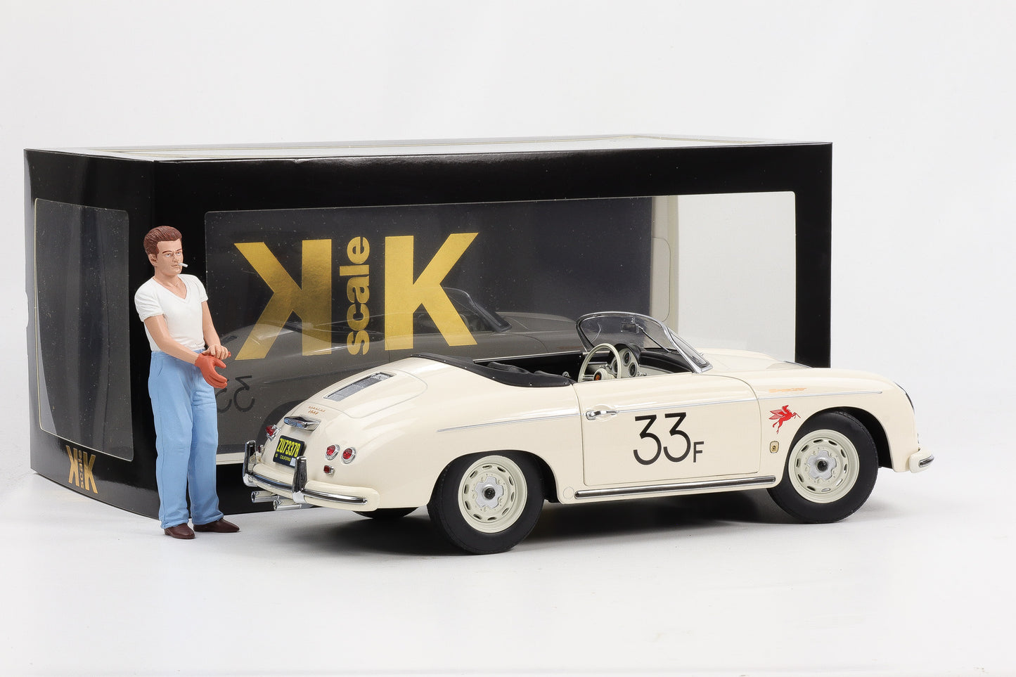 1:12 KK-Scale Porsche 356 A Speedster #33 weiss mit Figur James Dean 1955