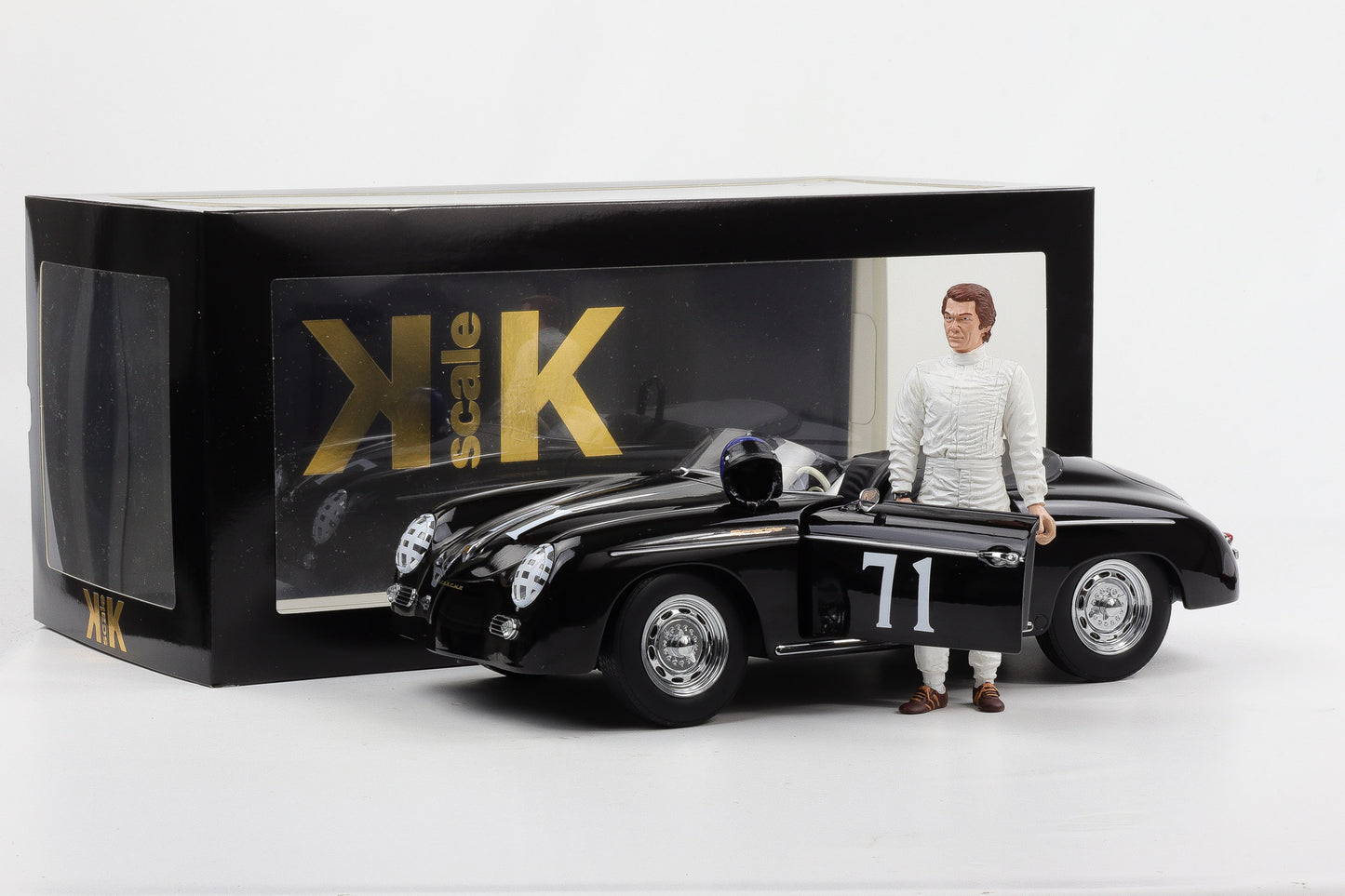 1:12 KK-Scale Porsche 356 A Speedster #71 schwarz mit Figur Steve McQueen 1955