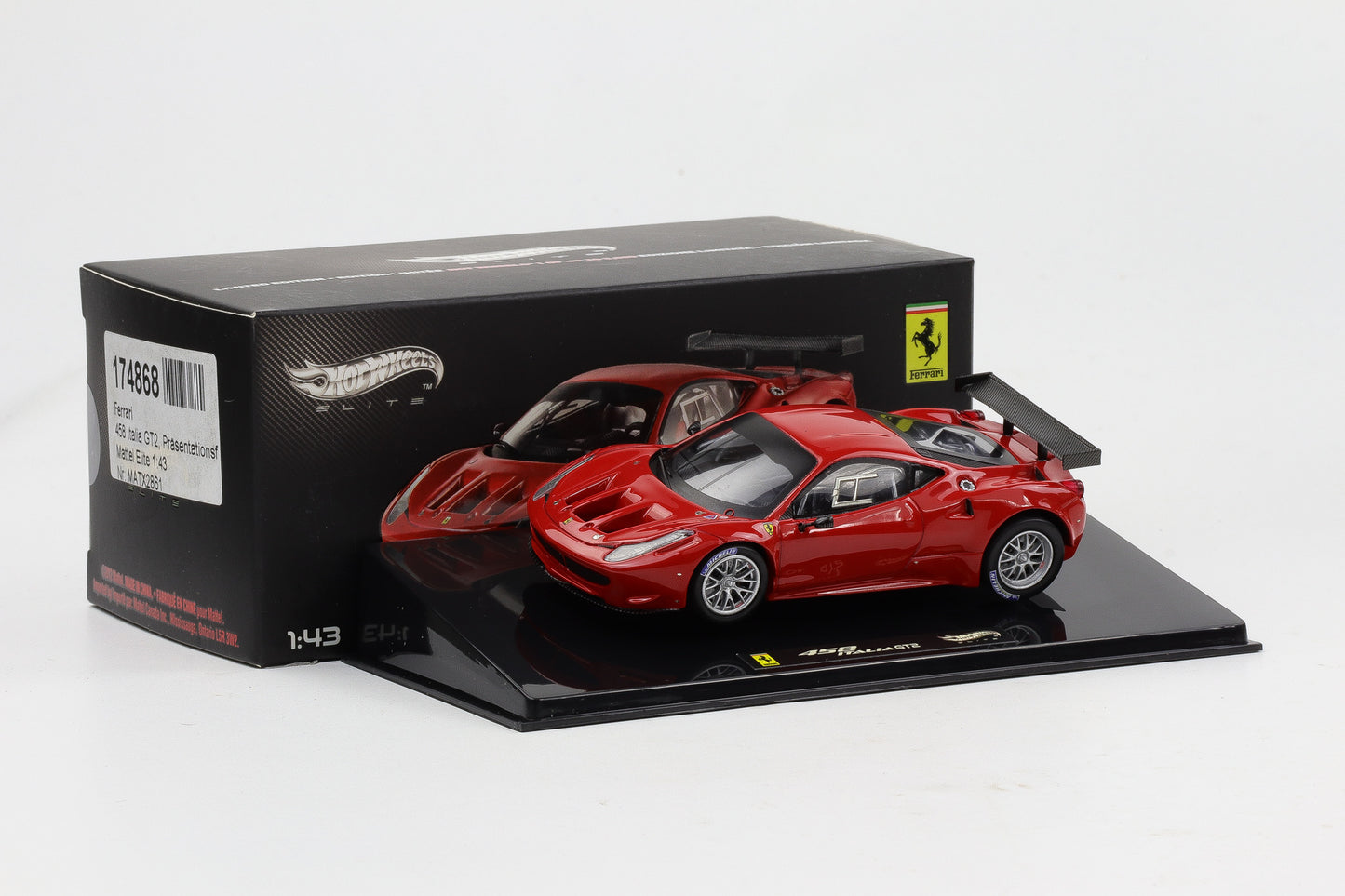 1:43 Hot Wheels Elite Ferrari 458 Italia GT2 rot X2861