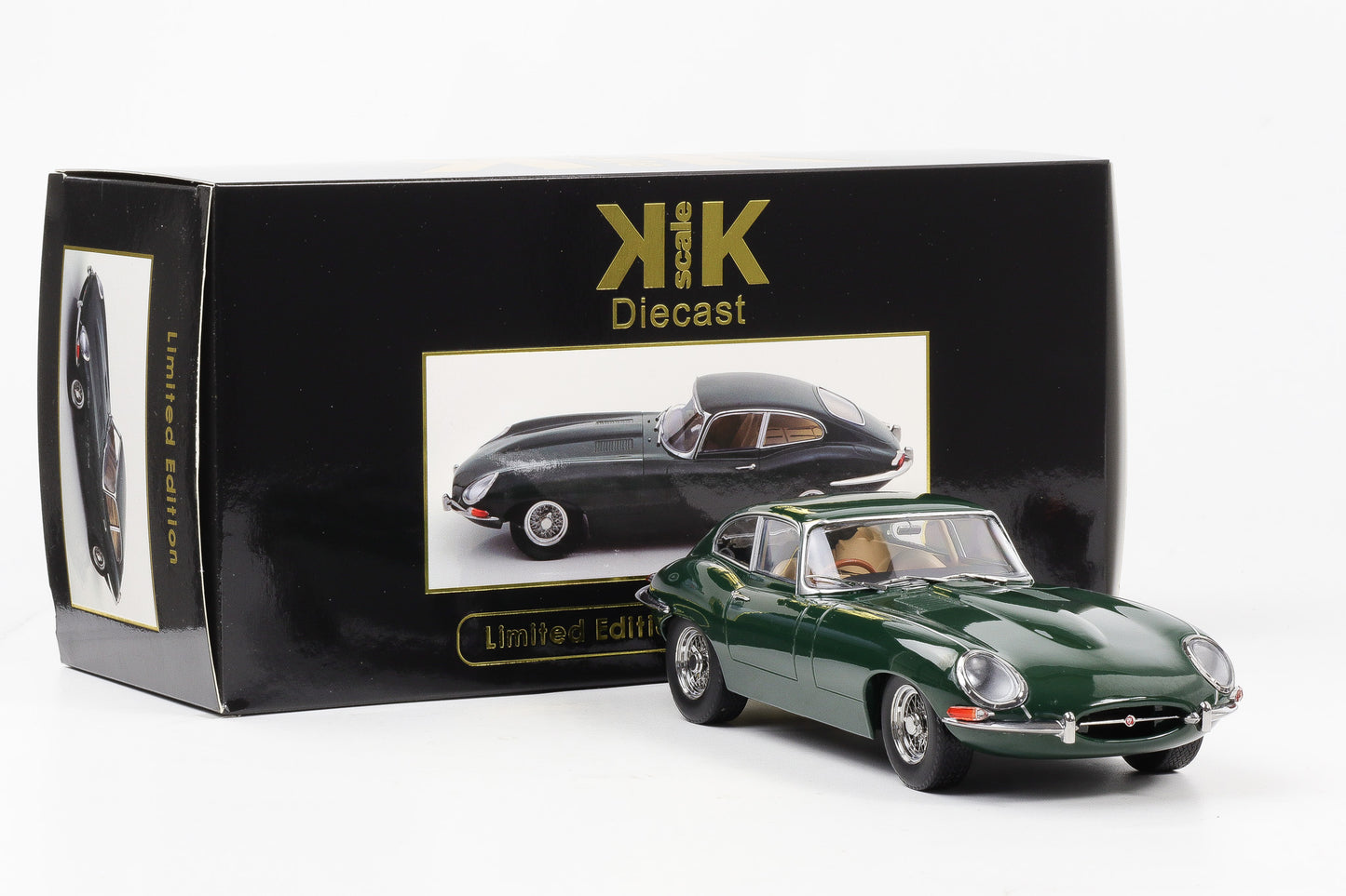 1:18 KK Scale Jaguar E-Type Coupe MK1 Series 1 1961 RHD green metallic diecast