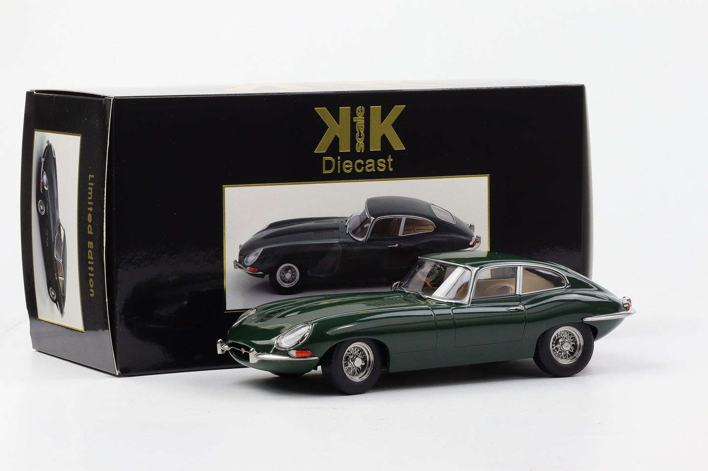 1:18 KK Scale Jaguar E-Type Coupe MK1 Series 1 1961 RHD green metallic diecast