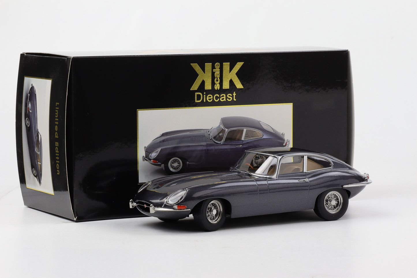 1:18 KK Scale Jaguar E-Type Coupe MK1 Series 1 1961 RHD metallic grey diecast