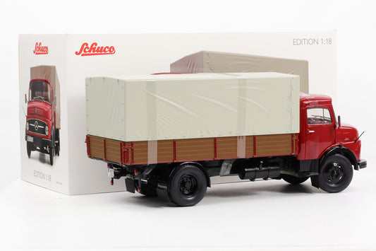 1:18 Schuco Mercedes Benz L911 Pritsche / Plane LKW rubin red 1966 diecast