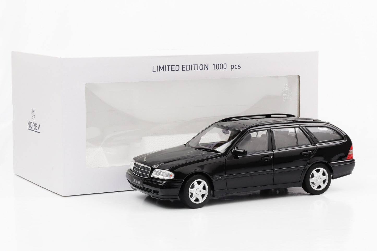 1:18 Mercedes-Benz C200 T-Modell Kombi S202 1997 Obsidianschwarz-metallic Norev limited