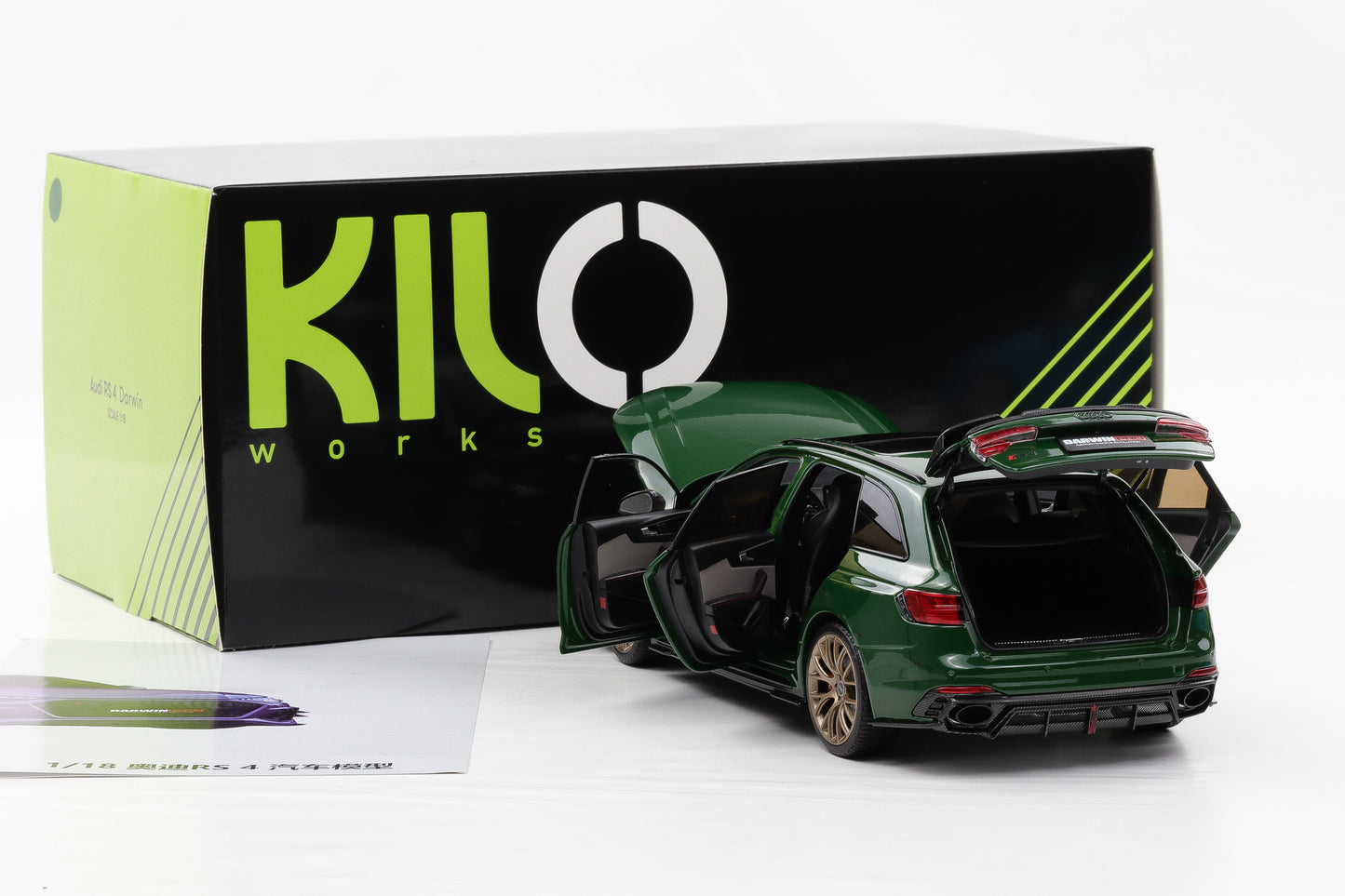 1:18 NZG Audi A4 RS4 Darwin Pro (B9) Avant 2020 green metallic KIJO WORKS