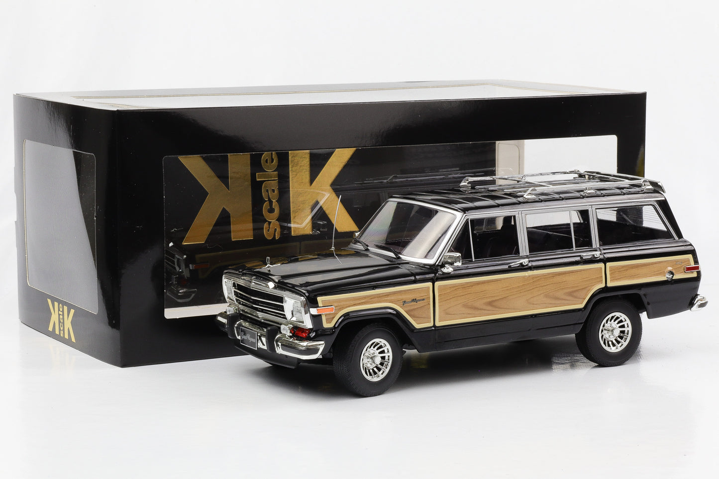 1:18 Jeep Grand Wagoneer Baujahr 1989 schwarz Holzoptik KK Scale diecast