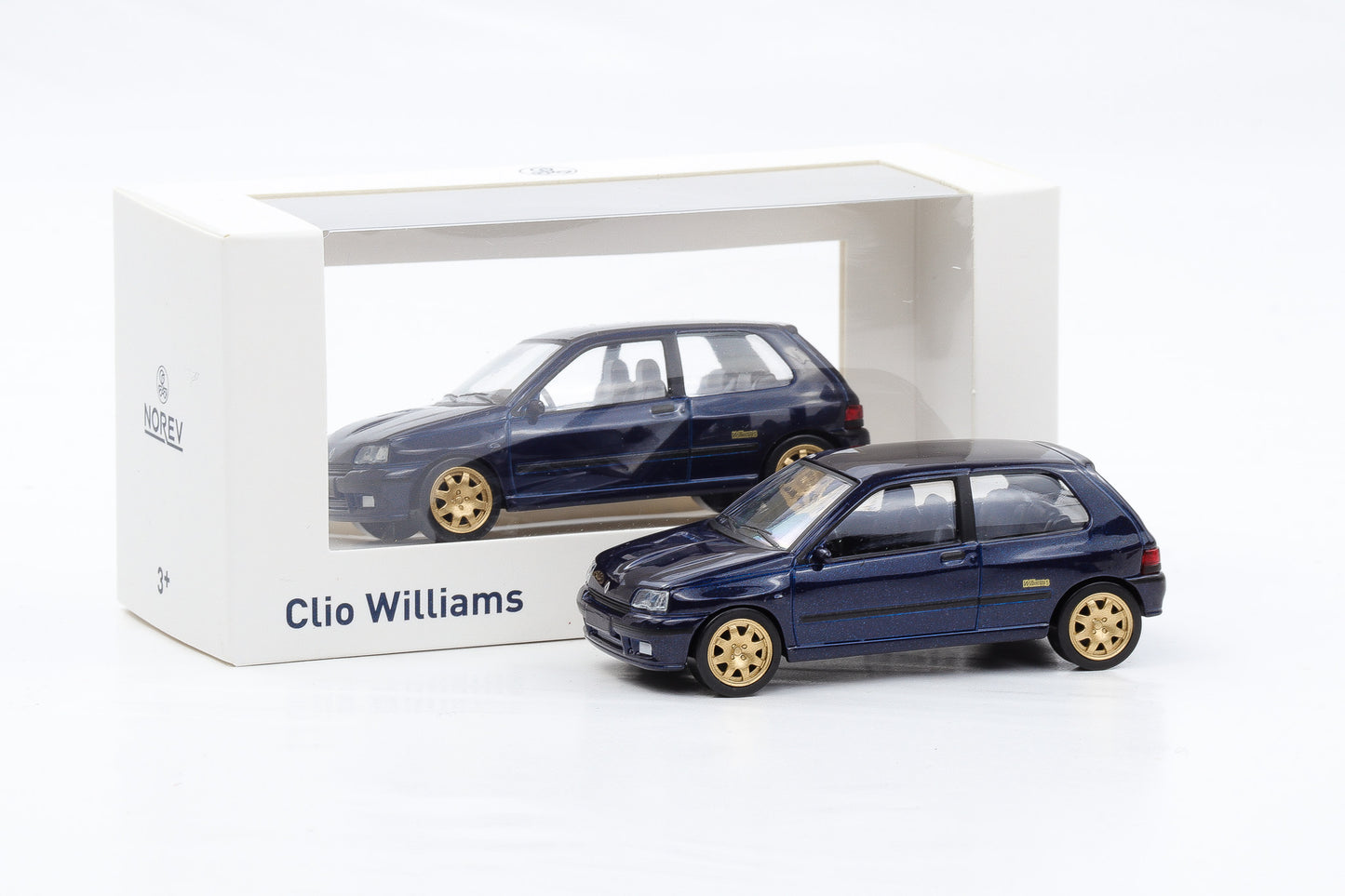 1:43 Jet Car Norev Renault Clio Williams 1993 dunkleblau goldene Felgen