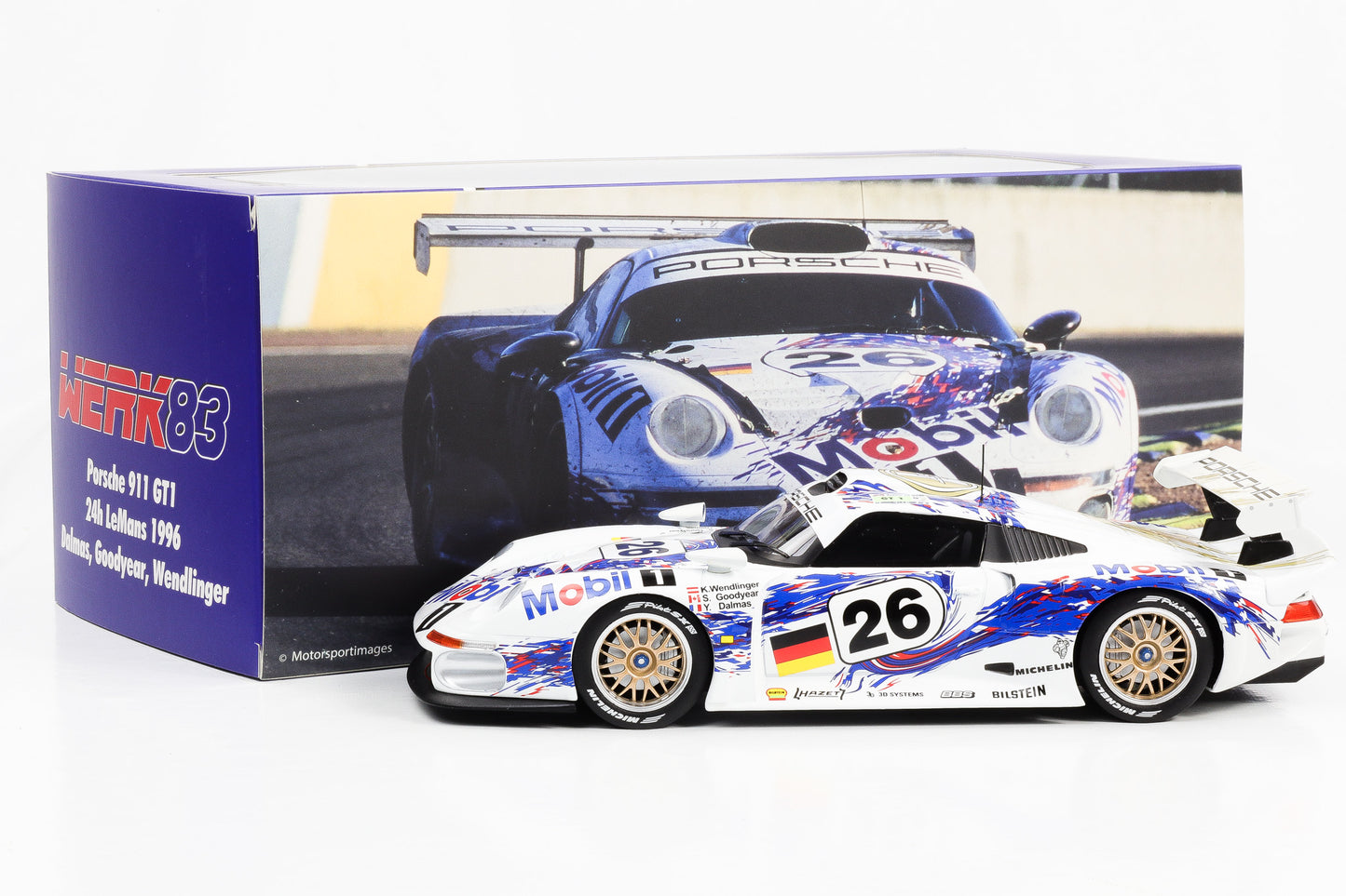 1:18 Werk83 Porsche 911 GT1 #26 Dalmas, Goodyear, Wendlinger 3rd 24h Le Mans 1996