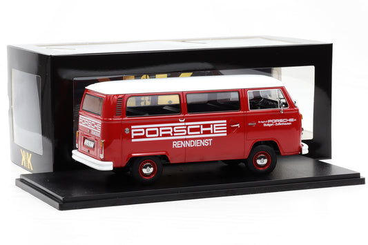 1:18 KK-Scale VW Volkswagen T2b Bus Porsche Renndienst 1972 rot weiß KKDC181364