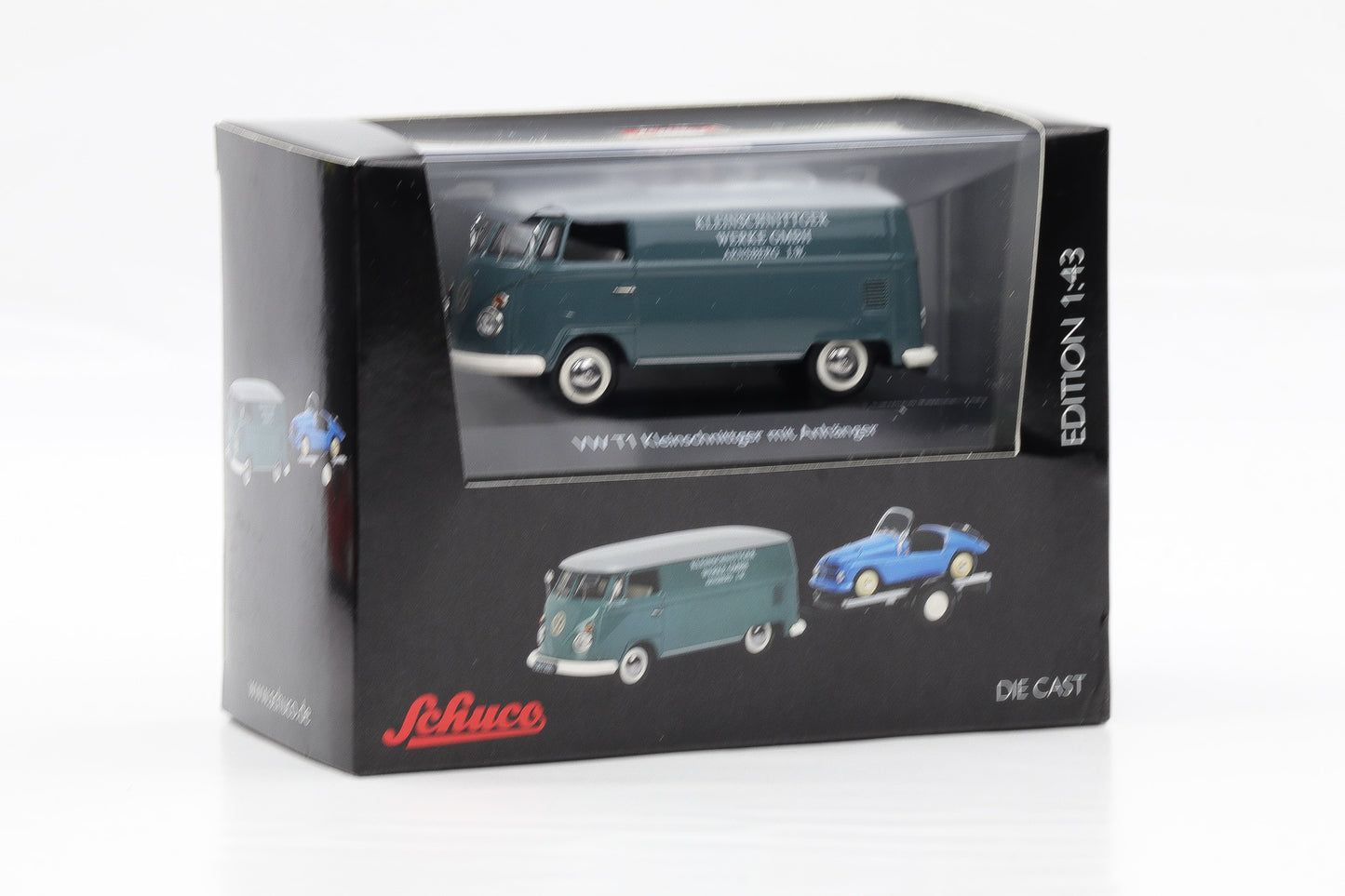 1:43 Schuco VW T1 Kastenwagen Kleinschnittger mit Anhänger und Fahrzeug