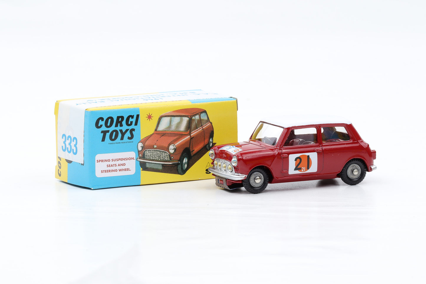 Corgi Toys Mini Cooper S RAC Rally International BMC nr. 333 Repro 1:42