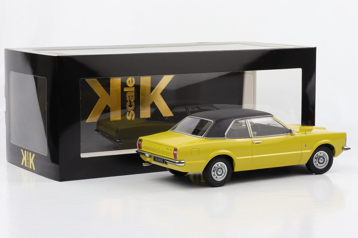 1:18 Ford Taunus L 1971 gelb mit Vinildach schwarz KK-Scale diecast
