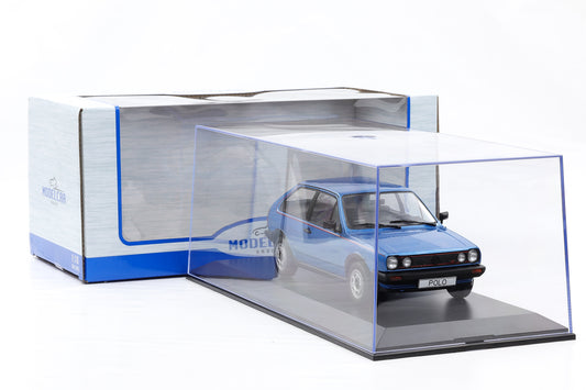 1:18 VW Volkswagen Polo 2 Coupe GT 1985 blau metallic MCG mit Vitrine