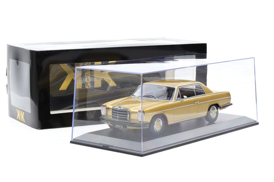 1:18 Mercedes-Benz 280C/8 Coupe W114 1969 metallic gold KK-Scale mit Vitrine