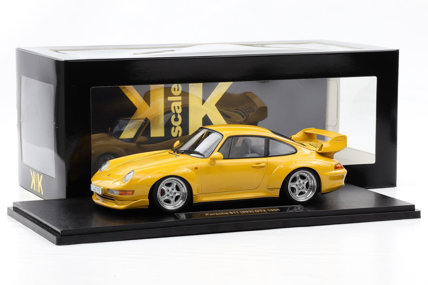 1:18 KK Scale Porsche 911 993 GT2 1996 speedgelb mit Speedline Felgen / Diecast