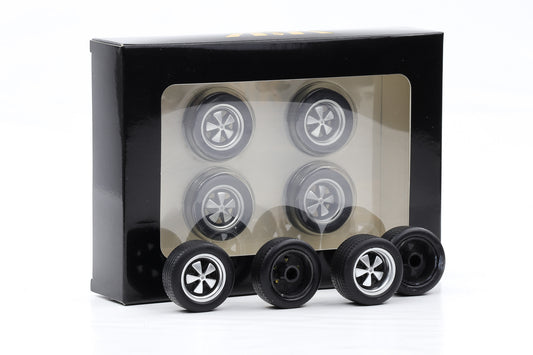 1:18 4 Felgen Set Porsche Turbo Fuchsfelgen silber 35mm mit Reifen KK-Scale