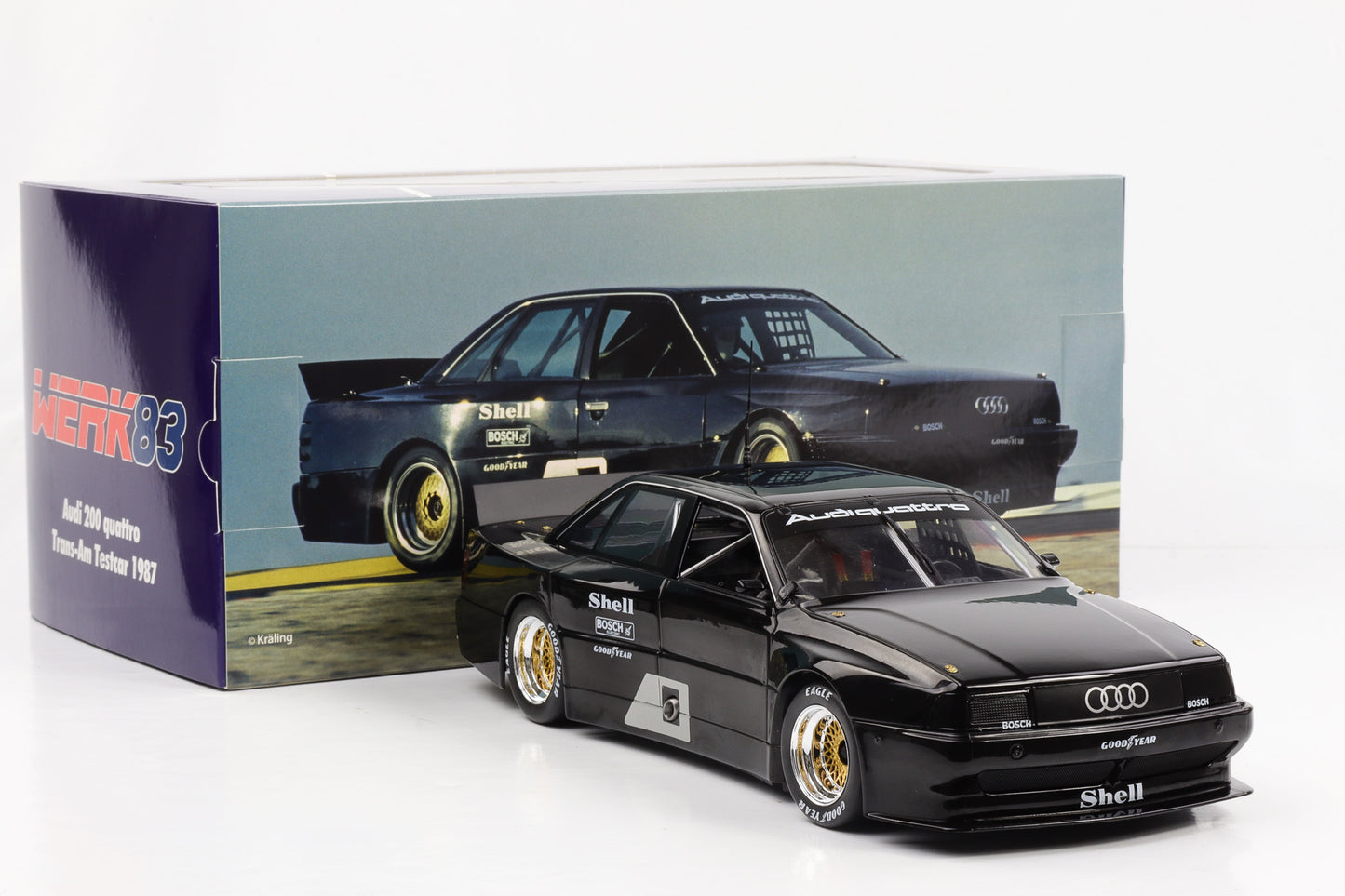 1:18 Audi 200 quattro Trans-Am Testcar 1987 schwarz Stuck Röhrl Haywood Werk83