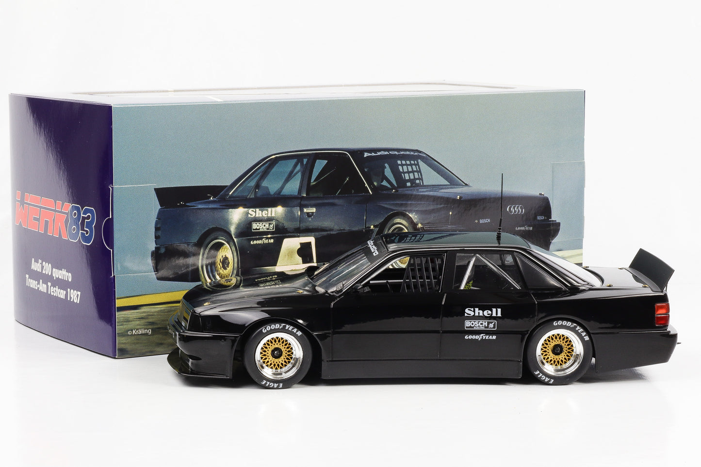 1:18 Audi 200 quattro Trans-Am Testcar 1987 schwarz Stuck Röhrl Haywood Werk83