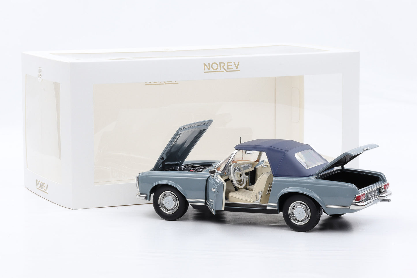 1:18 Norev Mercedes-Benz 230 SL W113 Pagode Horizon blue 1963 mit Softtop