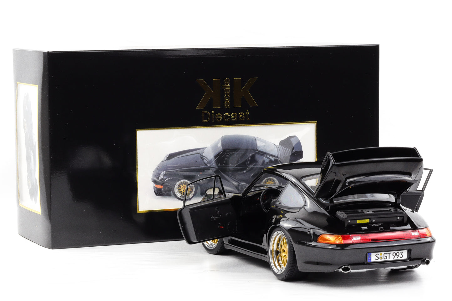 1:12 KK Scale Porsche 911 993 GT2 1996 schwarz BBS Felgen / opening parts