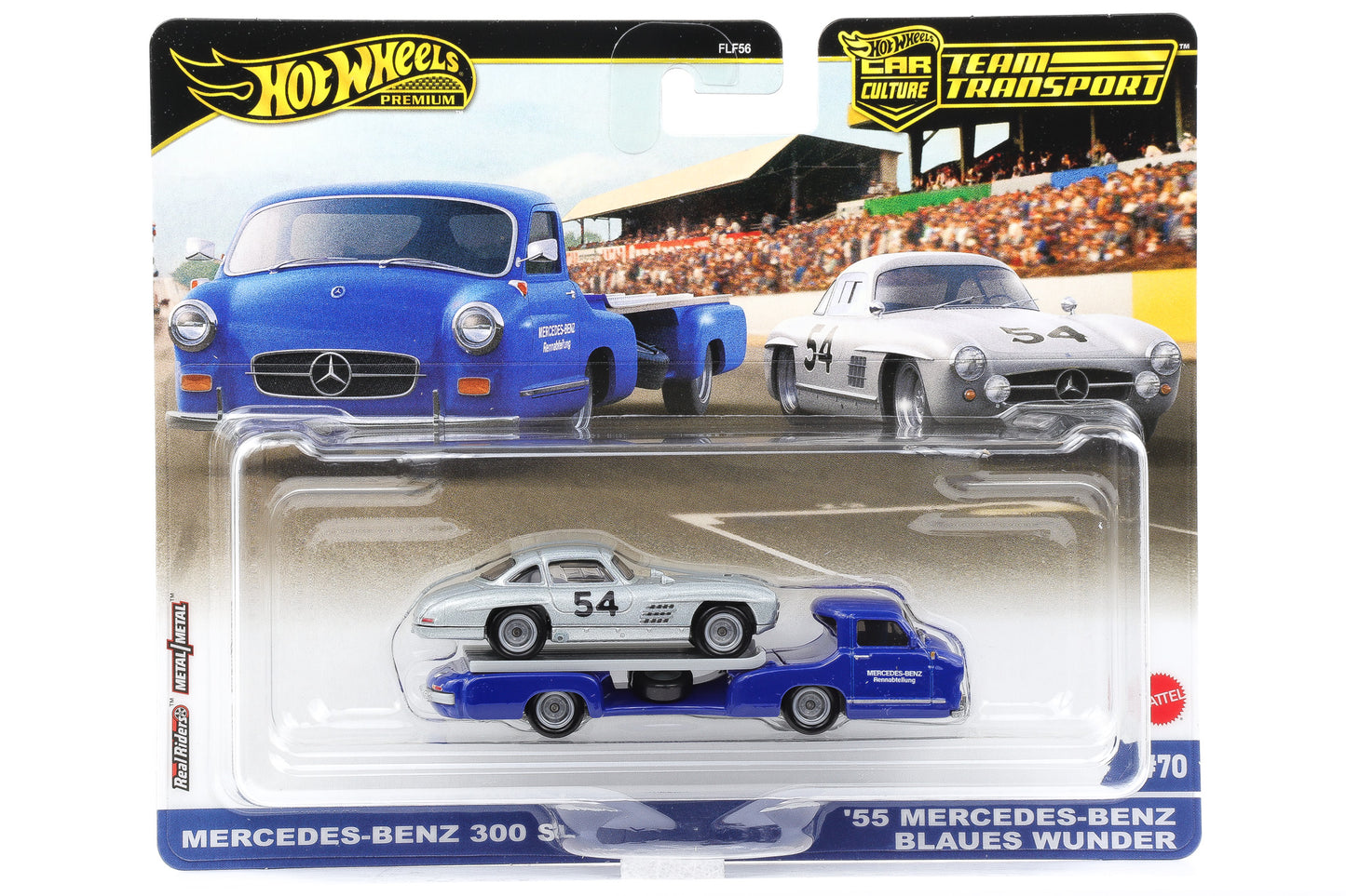 1:64 Hot Wheels Premium 2024 Team Transport Mercedes 300 SL 1955 Blaues Wunder