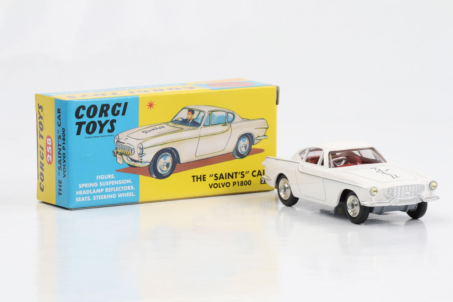 1:45 Corgi Toys Volvo P1800 The Saint`s mit Insasse TV-Serie Nr. 258 Repro