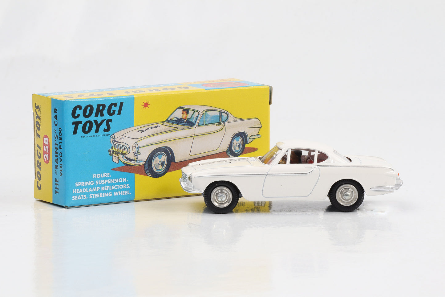 1:45 Corgi Toys Volvo P1800 The Saint`s mit Insasse TV-Serie Nr. 258 Repro