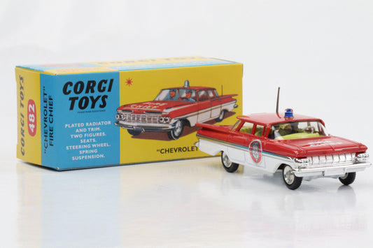 1:50 Corgi Toys Chevrolet Fire Chief Feuerwehrauto Insassen rot-weiß Nr. 482 Repro
