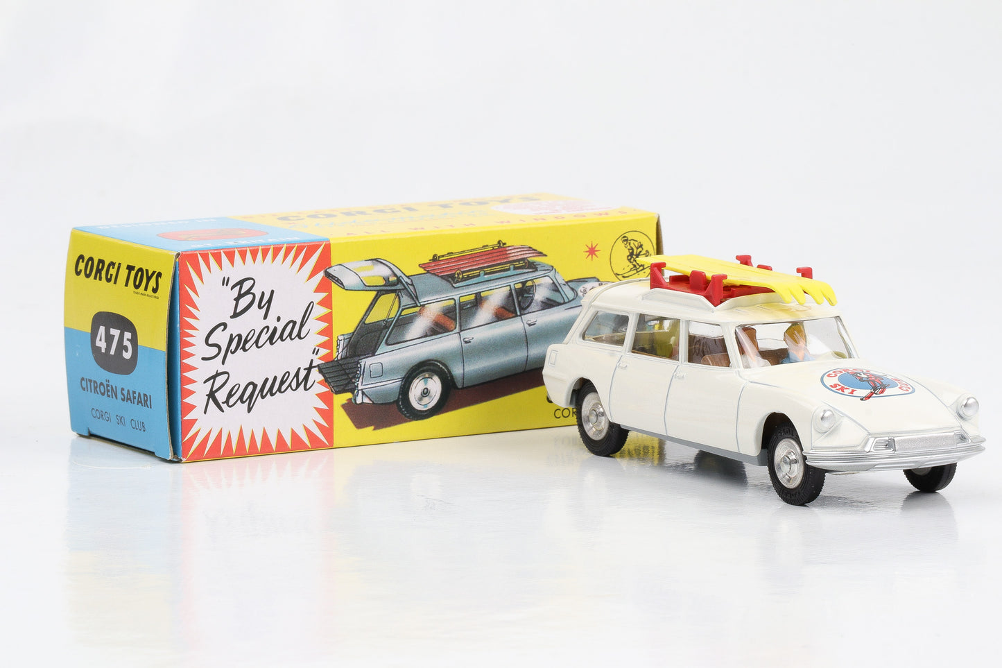 1:48 Corgi Toys Citroen Safari Corgi Ski Club Figur Gepäckträger Nr. 475 Repro