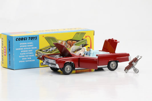 1:52 Corgi Toys Chrysler Imperial Cabrio mit Insassen und Zubehör rot Nr. 246 Repro