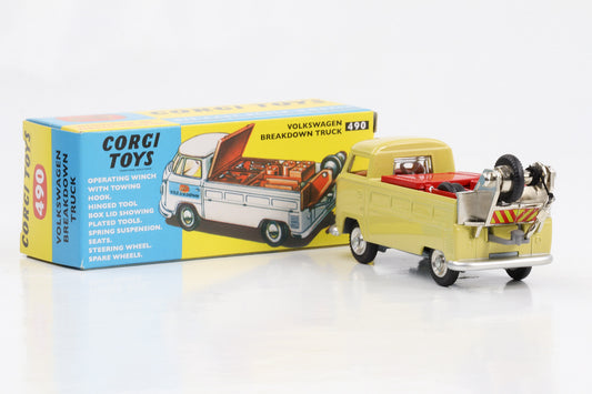 1:47 Corgi Toys Volkswagen Pannenhilfe Abschlepper beige Nr. 490 Repro