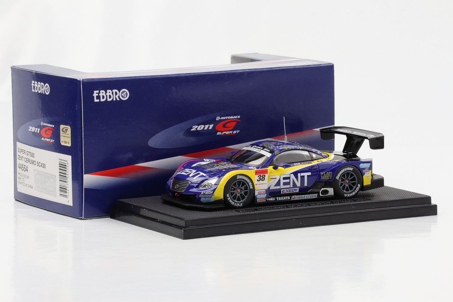 1:43 Ebbro ZENT Cerumo Lexus SC430 Super GT500 2011 #38 diecast